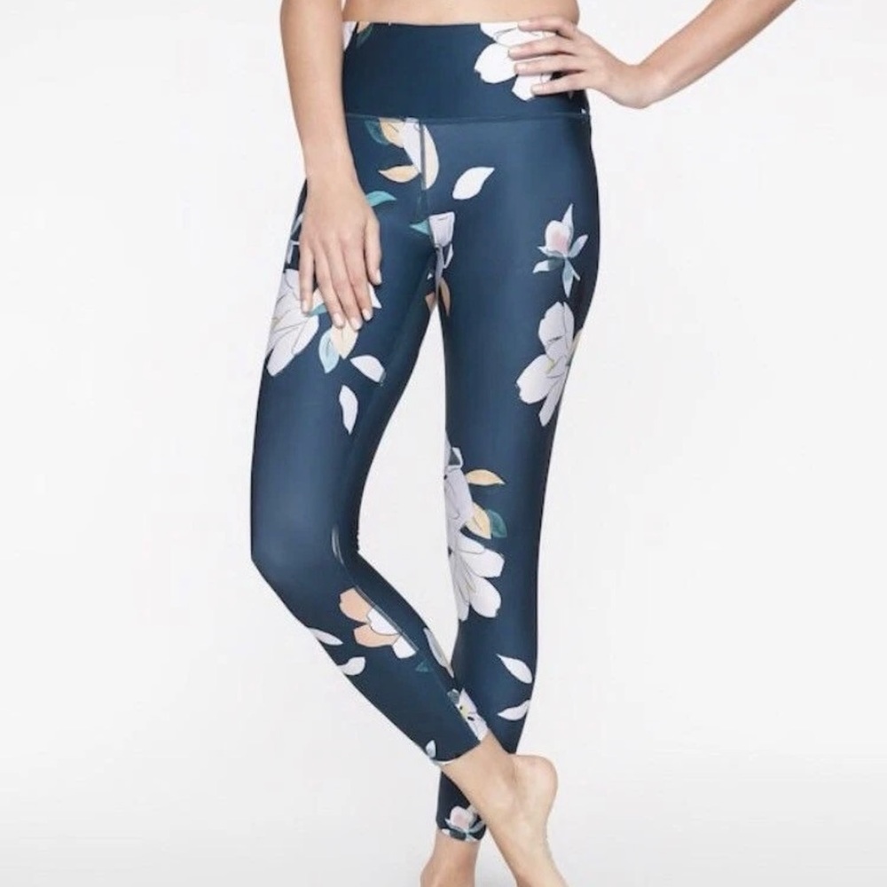 Athleta Floral‎ Elation 7/8 Tight, Constellation Blue SIZE S ##293103 leggings